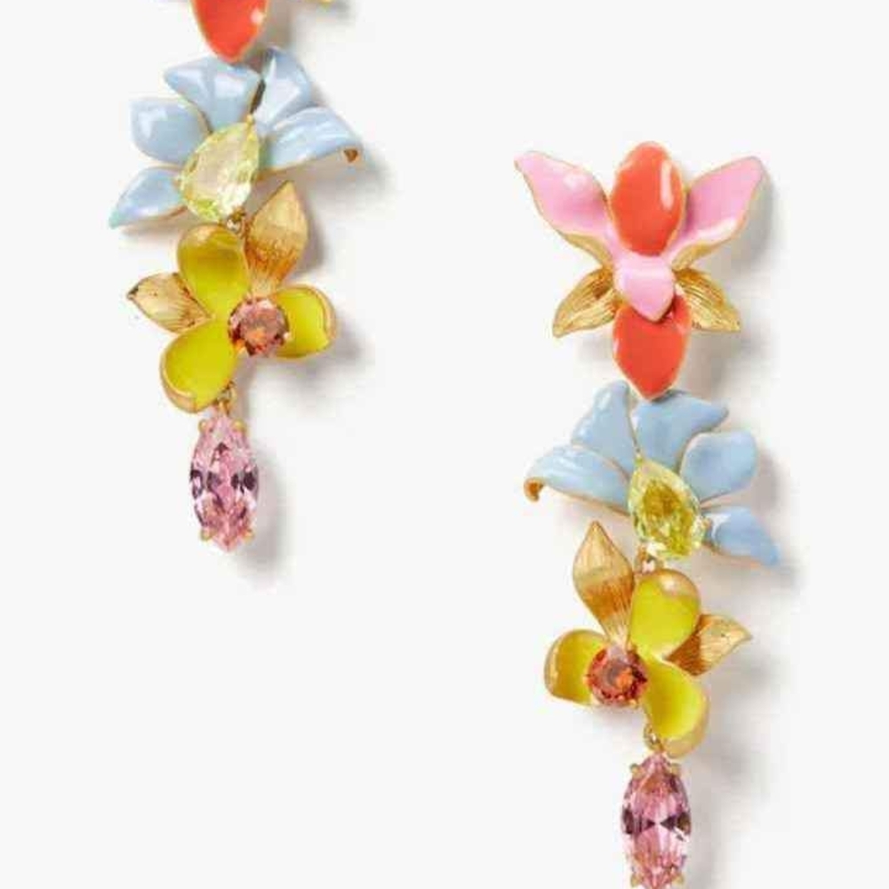 kate spade Pink and Yellow Floral Drop Earrings